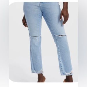 Good American Straight Leg Distressed Jeans